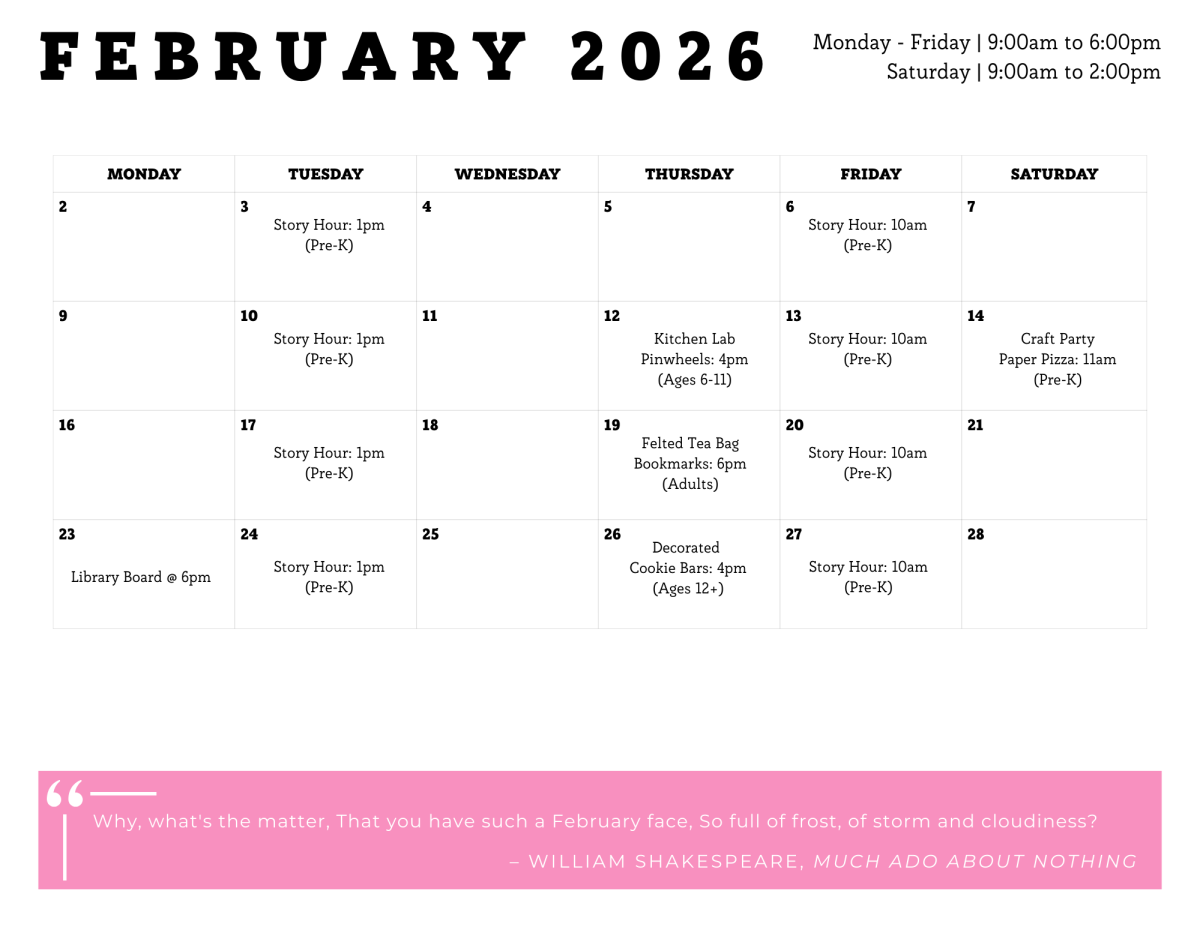 february 2026 programming calendar