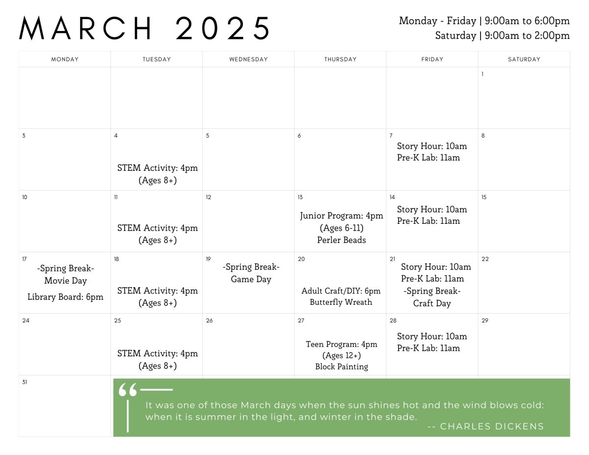 march 2025 calendar